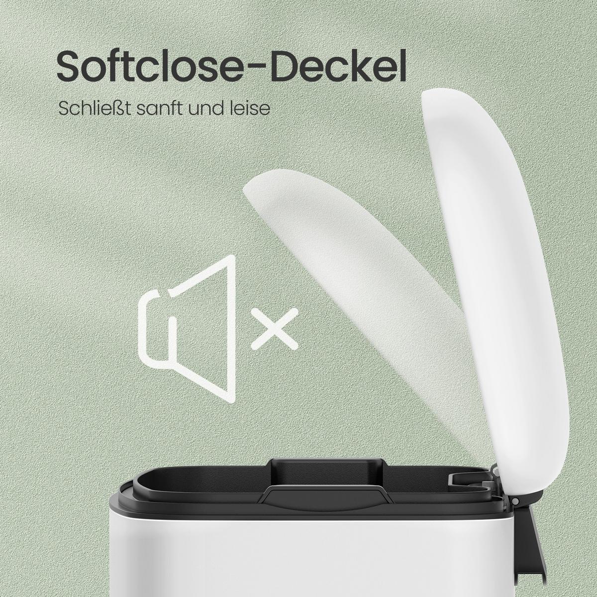 Abfallsammler Weiß B: 34,5 Cm - Schwarz/Weiß, Basics, Kunststoff/Metall (34,5/62/32,5cm)
