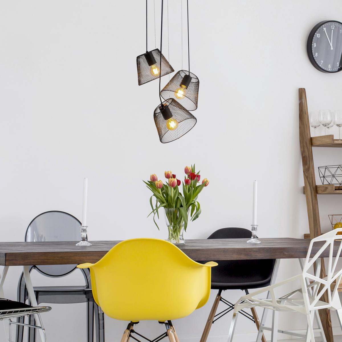 Hängeleuchte Korie H: 120 cm 3-flammig - Schwarz, Trend, Kunststoff/Metall (20/120cm) - Näve