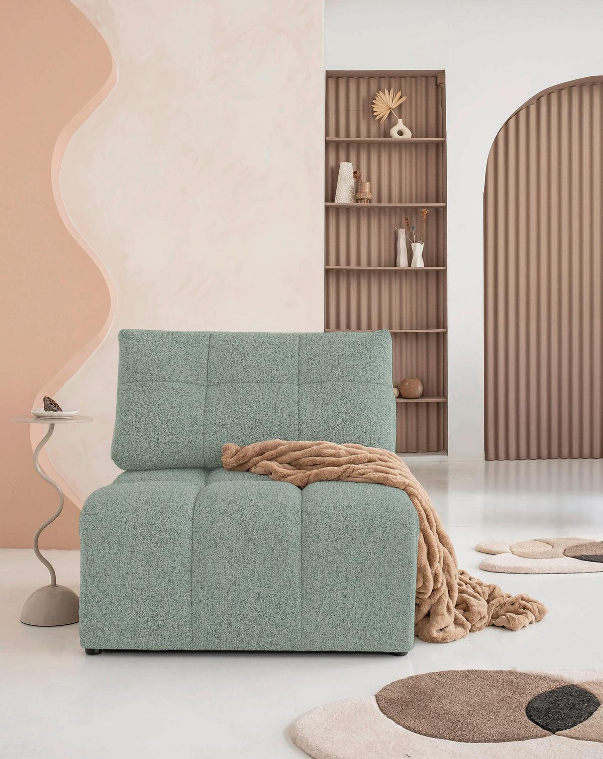 Sofaelement Lulu Türkis B: 96cm - Türkis/Schwarz, Design, Textil (96/94/96cm) - MID.YOU