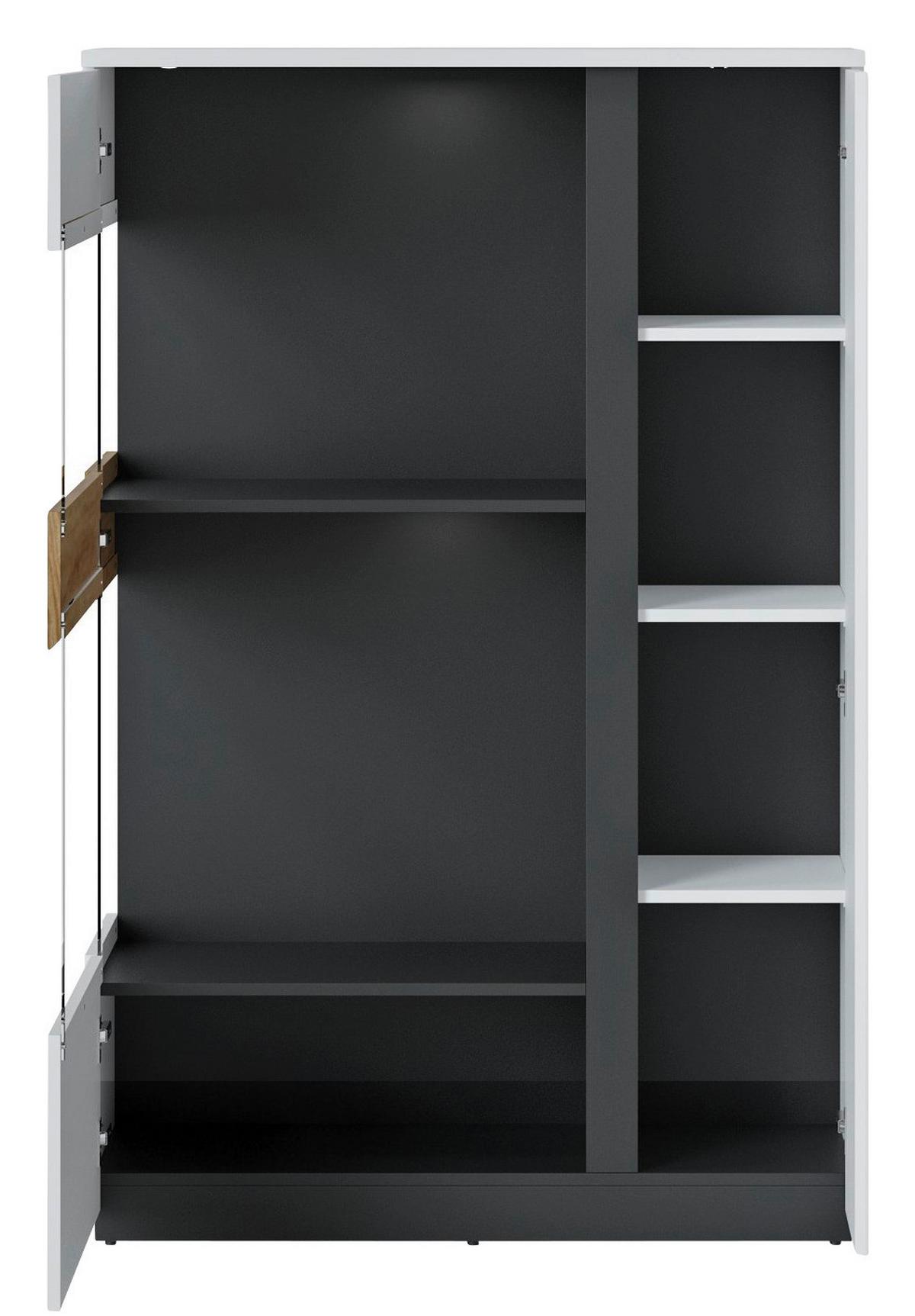 Vitrine Novena Alpinweiß B: 98 cm - Eichefarben/Schwarz, Trend, Glas/Holzwerkstoff (98/149,5/40cm)