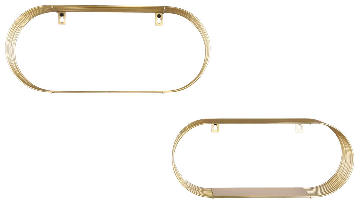 Sada nástěnných regálů zlatá - barvy zlata, Moderní, kov (43/18/10cm) - Mömax