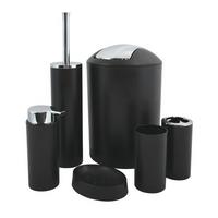 Bad Accessoire Set 6-Teilig Hannah, Schwarz - Schwarz, Basics, Kunststoff (19,7/19,7/29,8cm) - Spirella