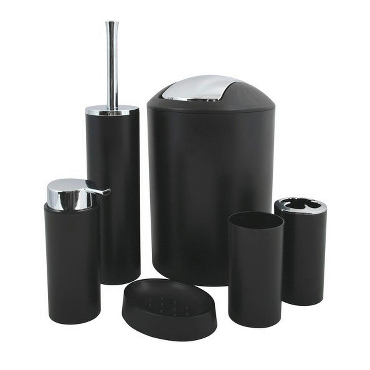 Bad Accessoire Set 6-Teilig Hannah, Schwarz - Schwarz, Basics, Kunststoff (19,7/19,7/29,8cm) - Spirella