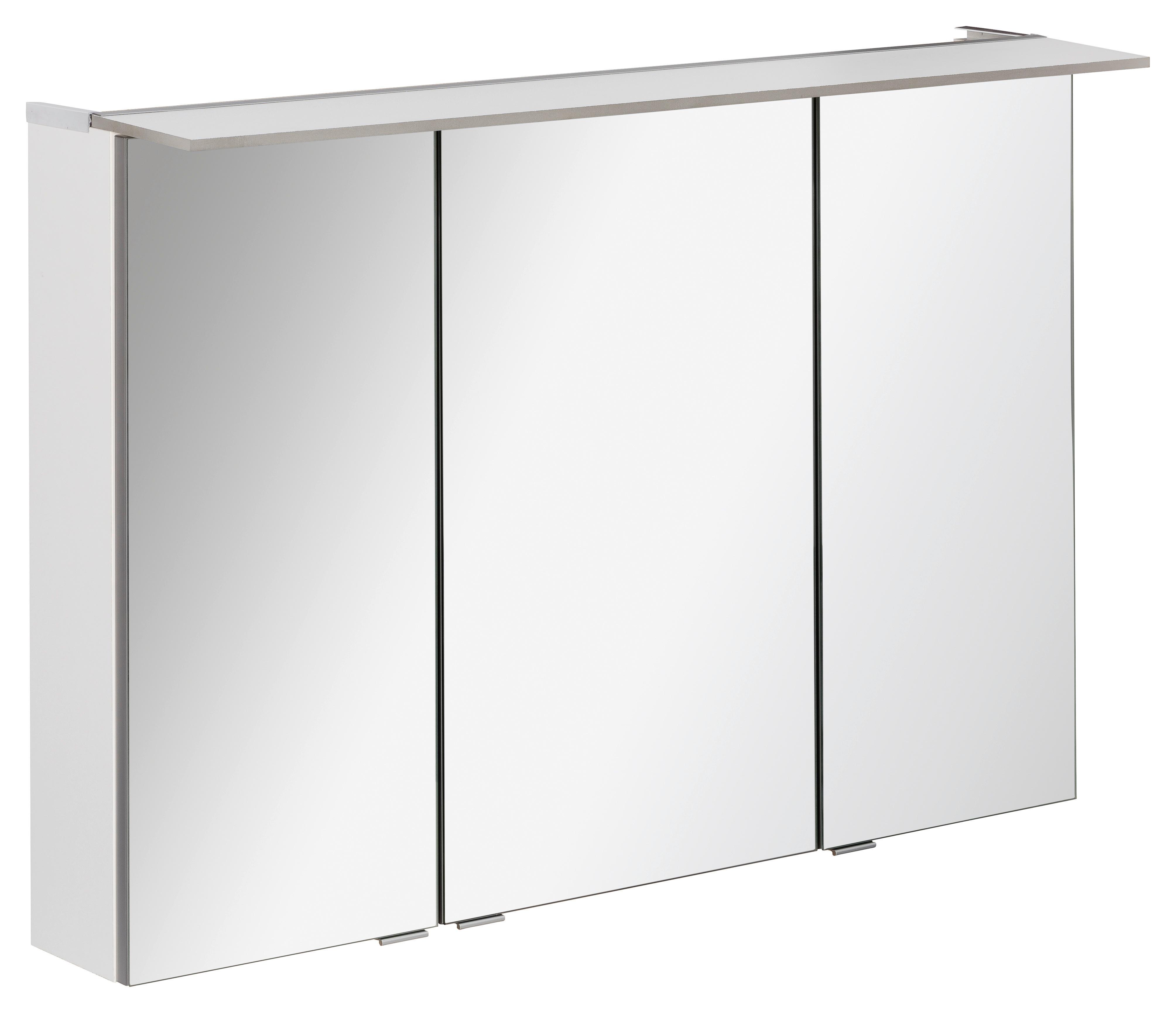 Spiegelschrank B.perfekt + Led BxHxT: 100x69,5x23,5 cm Weiß - Silberfarben/Weiß, MODERN, Glas/Holzwerkstoff (100/69,5/23,5cm) - MID.YOU