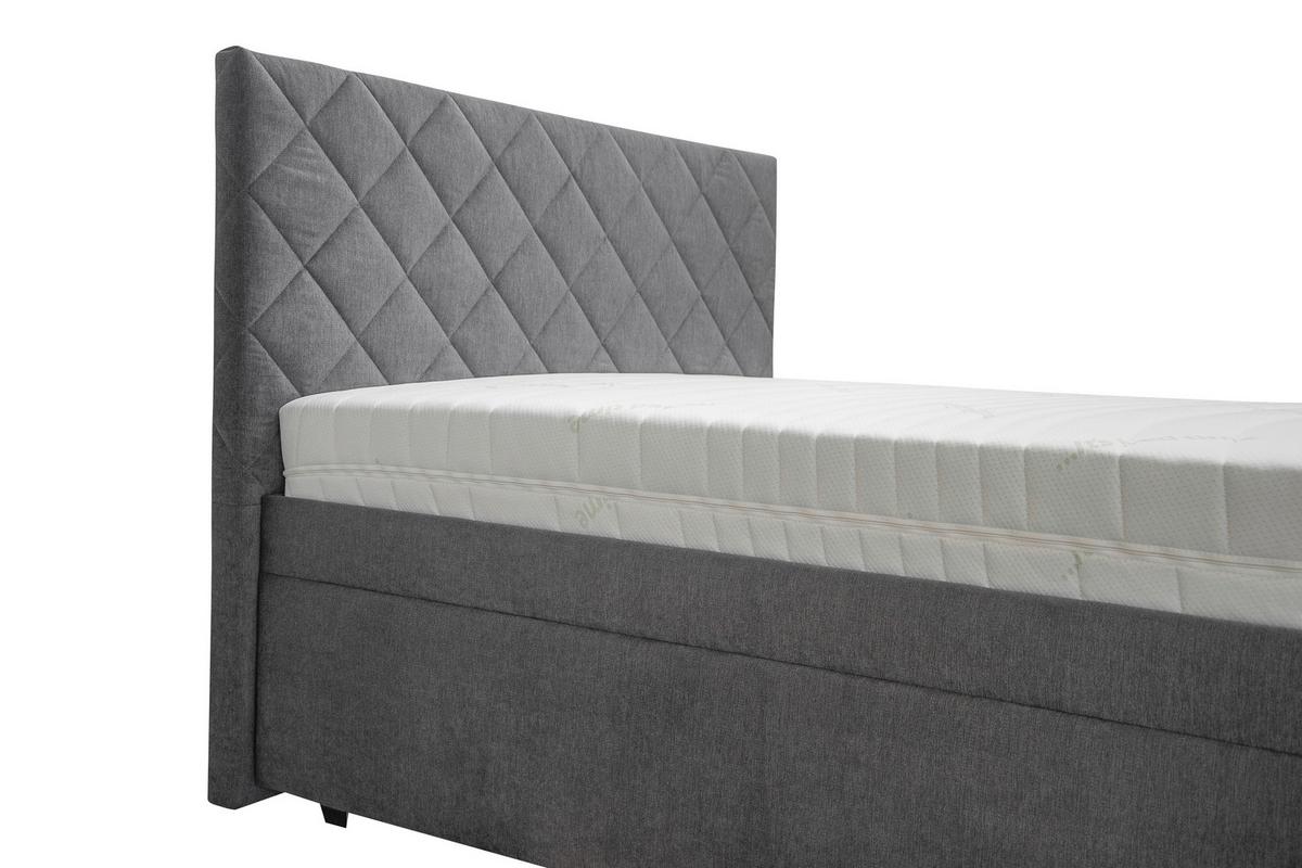 Čalúnená posteľ KLARA 140/200cm,tmavosivá - chrómová/tmavosivá, Modern, drevo/textil (140/200cm)
