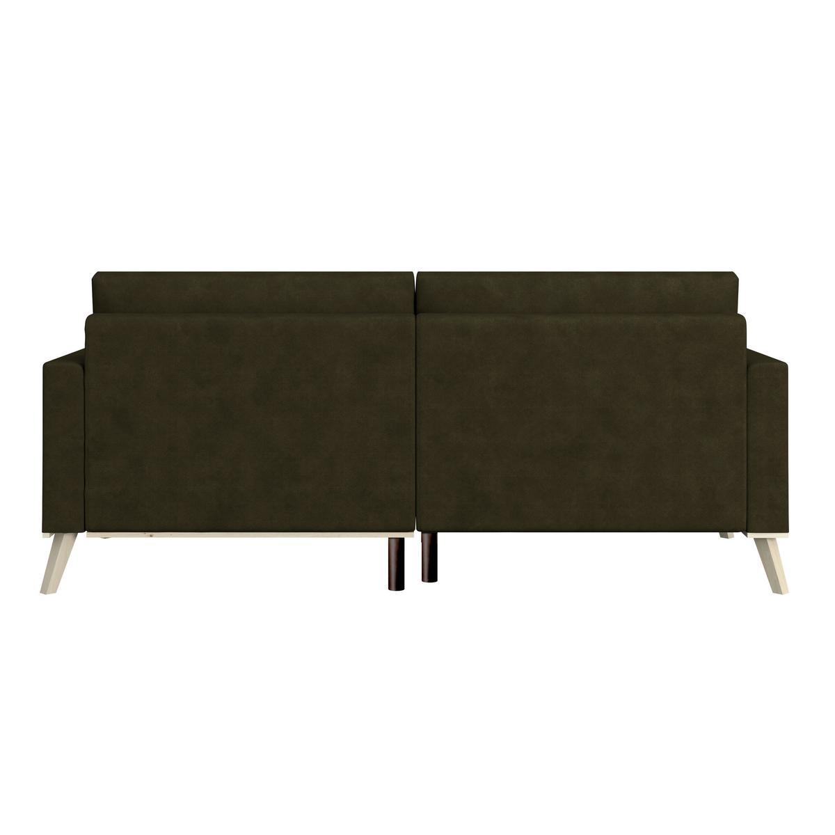Ecksofa mit Schlaffunktion & Bettkasten Carini Olivgrün - Eichefarben/Creme, Basics, Textil (222/152cm)