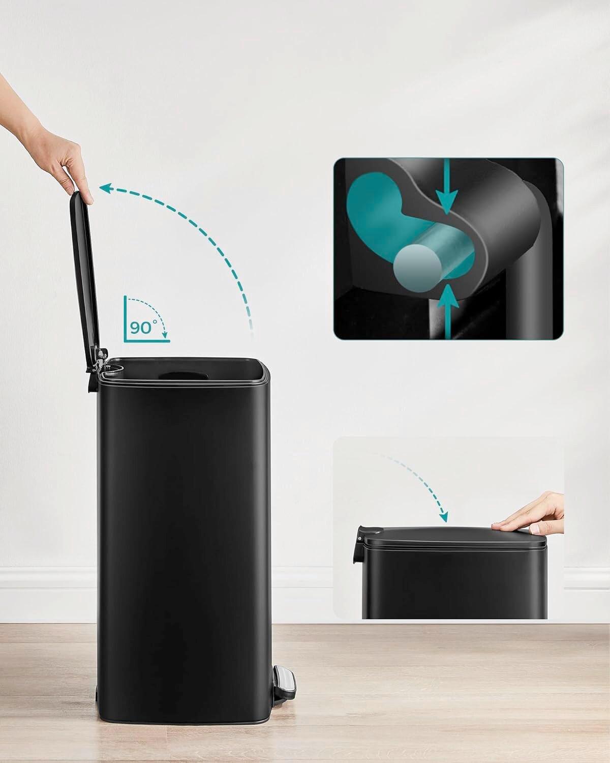 Abfallsammler Schwarz B: 28,5cm - Schwarz, Basics, Kunststoff/Metall (28,5/54,4/34cm)