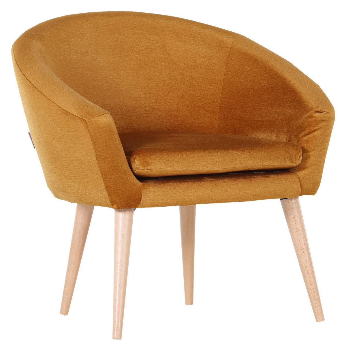 Sessel Tiptoe - Goldfarben/Naturfarben, Design, Textil (73/73/66cm) - Livetastic