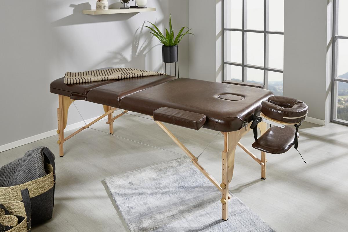 Massageliege Wooden Braun Buche mit Gesichtspolster - Braun, MODERN, Holz/Holzwerkstoff (185/70/62-85cm) - Ondega