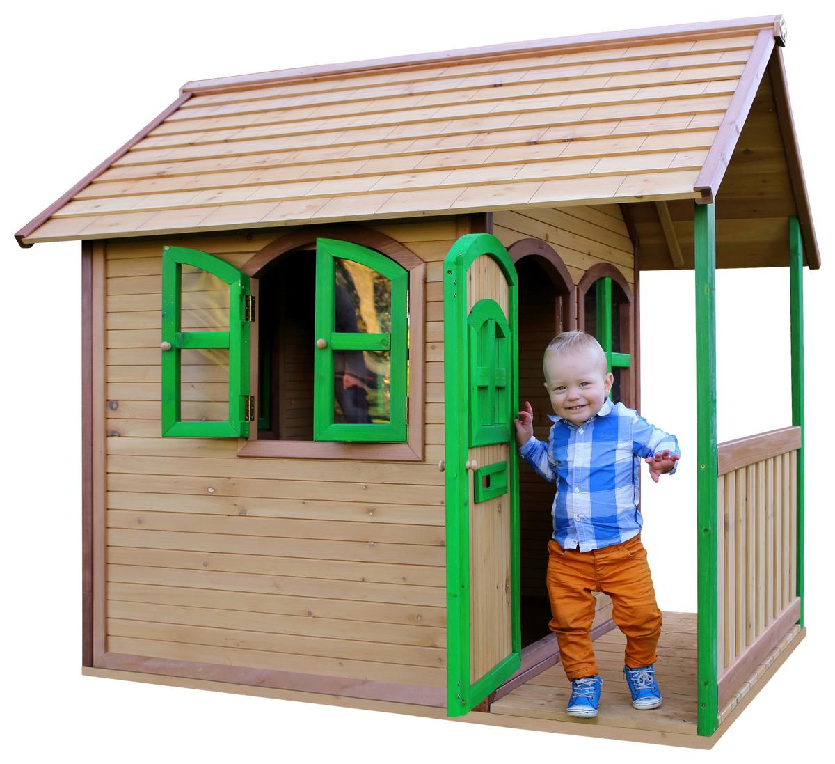 Spielhaus Alex Braun/grün B: 137 Cm - Braun/Grün, KONVENTIONELL, Holz (137/178/191cm) - Ambia Garden