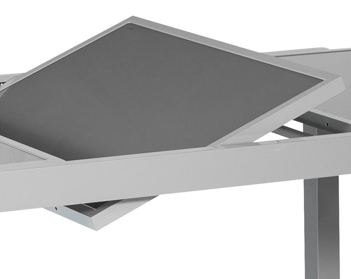 Gartengarnitur 5-Tlg. Carrara Metall/Textil/Glas - Silberfarben/Schwarz, KONVENTIONELL, Glas/Textil - Gardenson