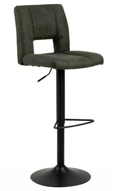 Barhocker höhenverstellbar mit Lehne Sylvia Olivgrün - Schwarz/Olivgrün, Basics, Textil/Metall (41,5/115/52cm) - MID.YOU