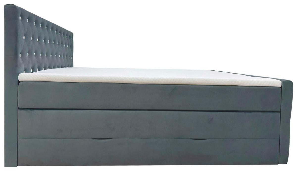 Boxspringbett Elza Graphitfarben, Lf: 180x200 cm - Graphitfarben, MODERN, Textil (180/200cm) - Livetastic