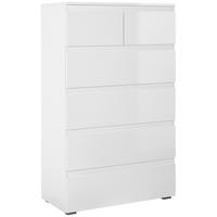 Kommode Capetown Melamin Weiß, B: 80 Cm - Silberfarben, Trend, Holzwerkstoff (80/131,5/40cm)