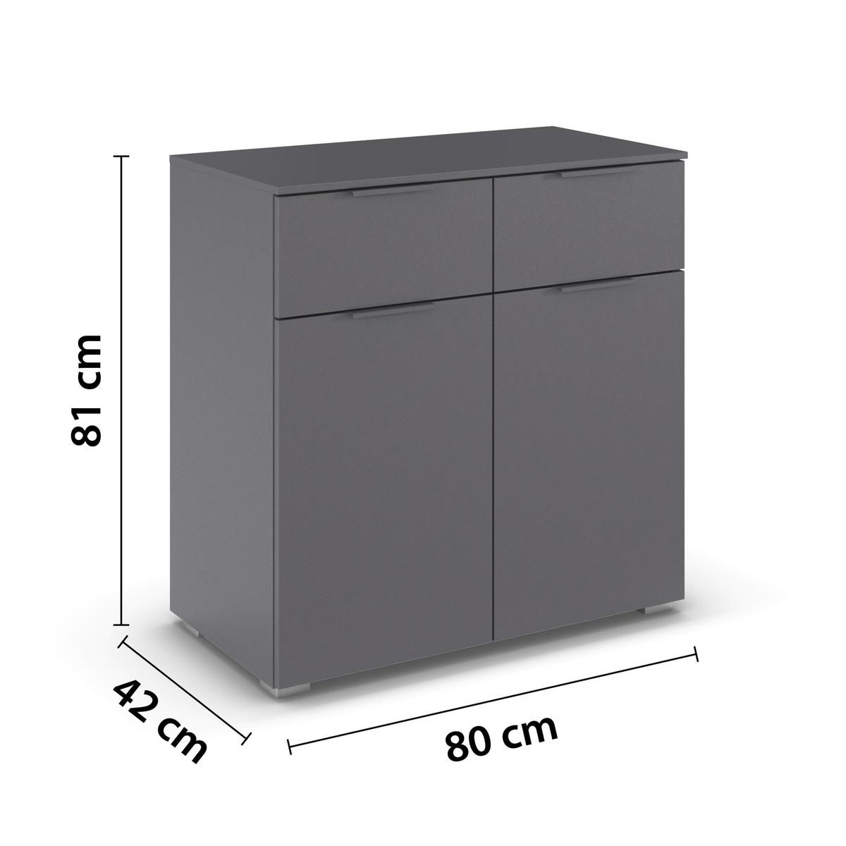 Kommode Alabama, Grau B: 80 Cm - Alufarben/Grau, MODERN, Holzwerkstoff (80/81/42cm) - Rauch Möbel