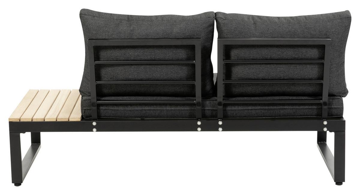 Loungegarnitur 3-Tlg Rio Echtholz/Metall mit Kissen - Anthrazit/Braun, MODERN, Holz/Textil (178/68/228,5cm) - Gardenson