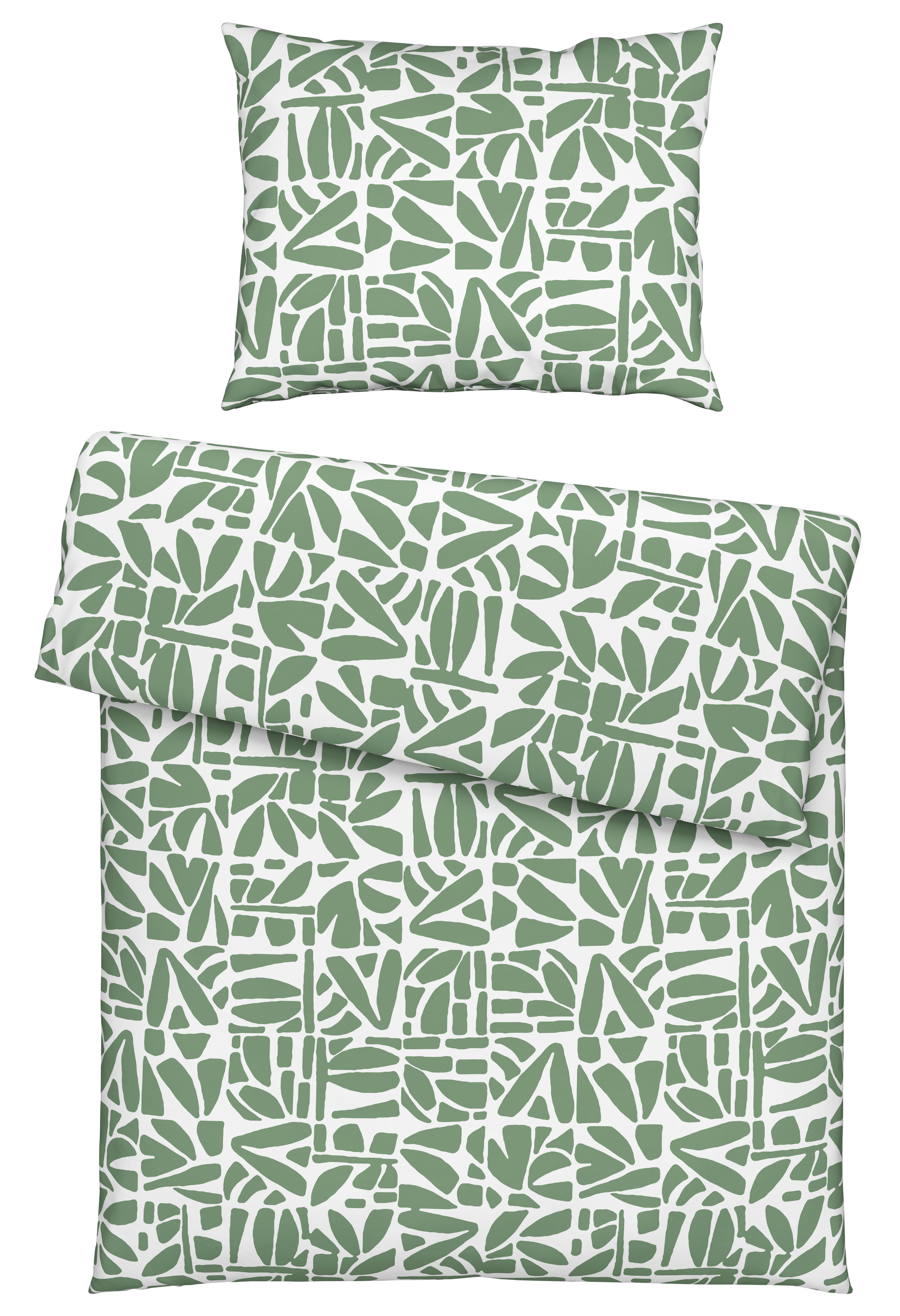 Povlečení Britta, 70/90 140/200cm - bílá/zelená, Moderní, textil (140/200cm) - Mömax