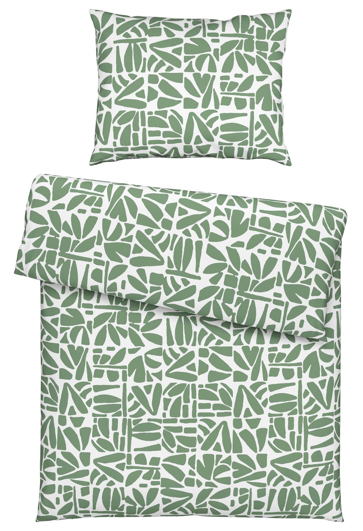 Povlečení Britta, 70/90 140/200cm - bílá/zelená, Moderní, textil (140/200cm) - Mömax