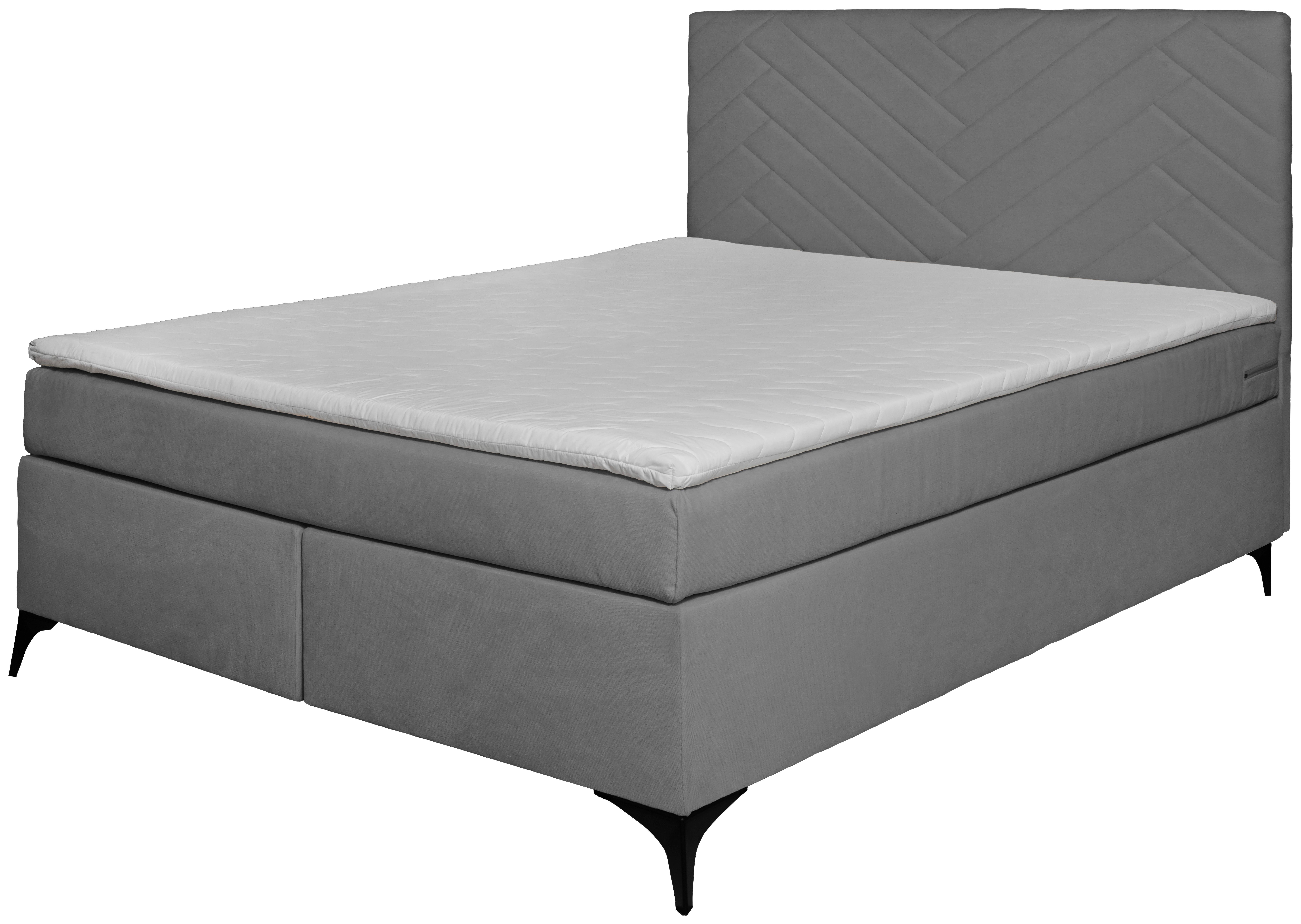 Boxspringbett Mit Topper 140x200 Cm Evan - Graubraun/Schwarz, Basics, Holz/Textil (140/200cm) - P & B