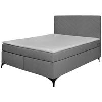 Boxspringbett Mit Topper 140x200 Cm Evan - Graubraun/Schwarz, Basics, Holz/Textil (140/200cm) - P & B