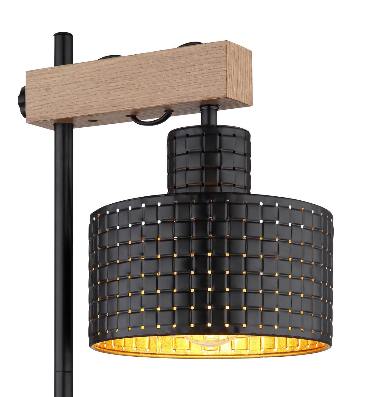 Tischleuchte 15651t - Dunkelbraun/Goldfarben, Design, Holzwerkstoff/Kunststoff (31/18/55cm) - Globo