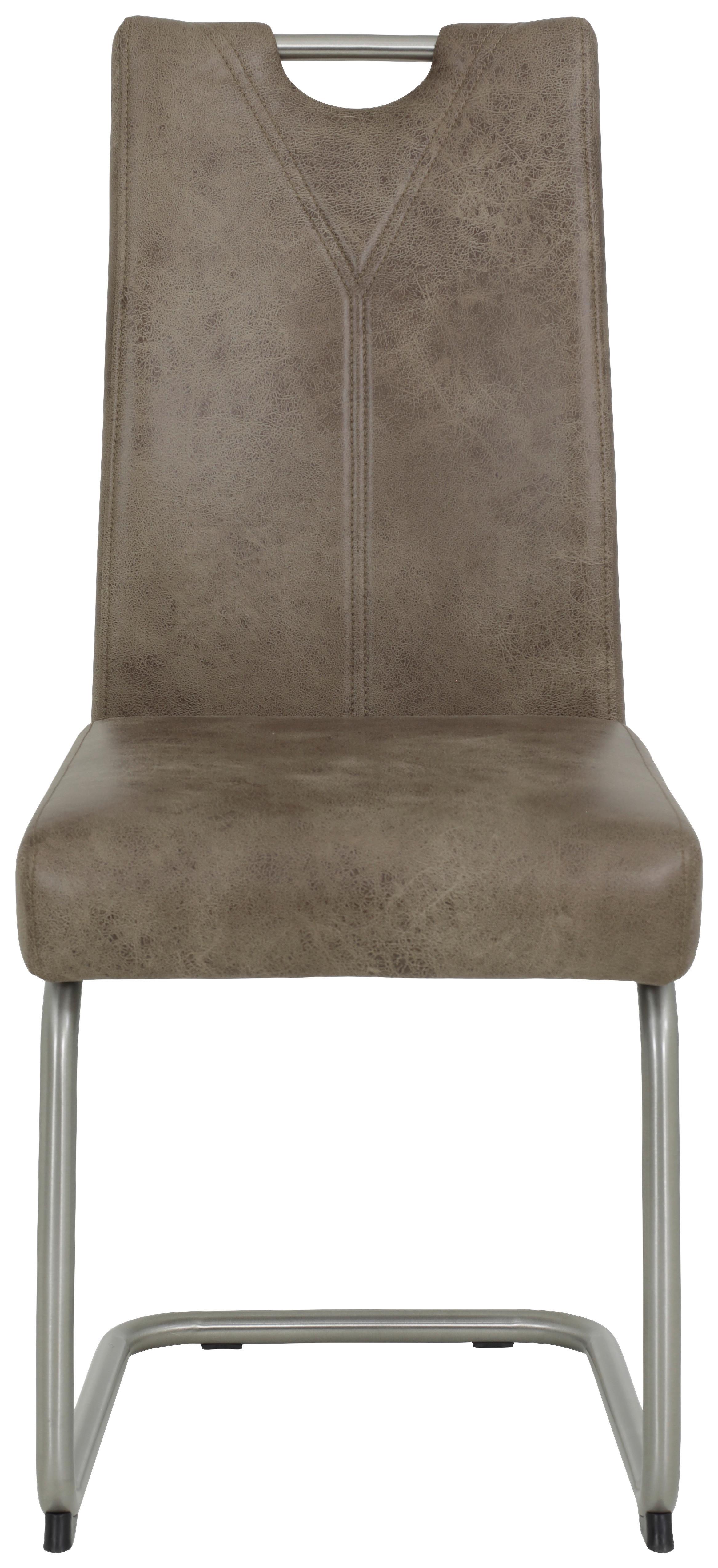 Schwingstuhl Sophia S Schlamm Gepolstert 2er-Set - Edelstahlfarben/Schlammfarben, MODERN, Textil/Metall (43/99/58cm) - MID.YOU