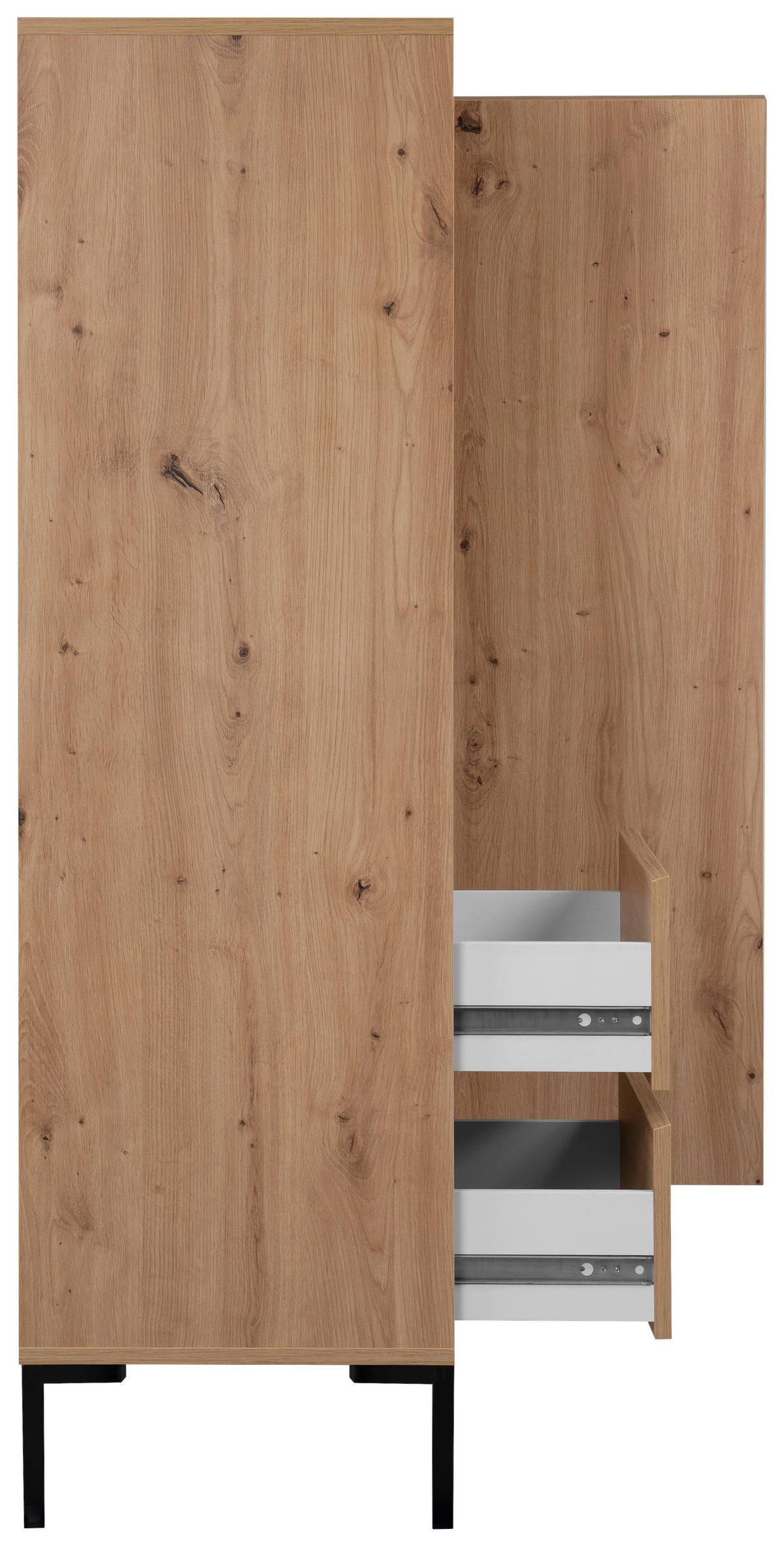 Highboard 81cm Korsika Eiche Artisan Dekor - Schwarz/Eiche Artisan, Design, Holzwerkstoff (81/139/40cm) - MID.YOU