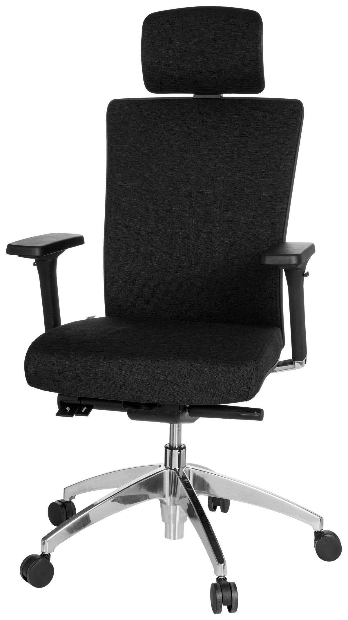 Drehstuhl Astra Lux Schwarz - Alufarben/Schwarz, MODERN, Kunststoff/Textil (57/113/52cm) - MID.YOU
