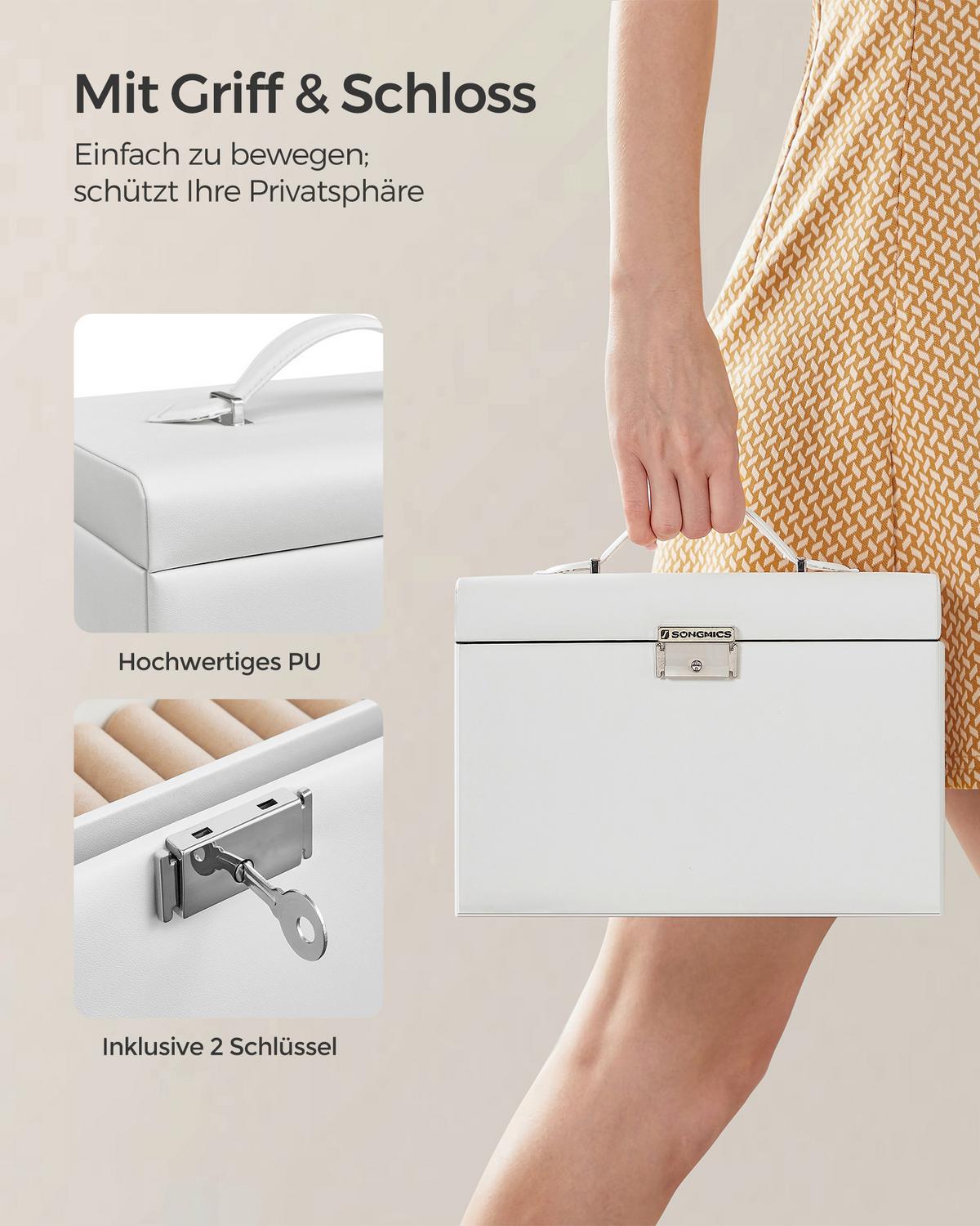 Schmuckkästchen Weiß B: 26 cm - Weiß, LIFESTYLE, Holzwerkstoff (26/17,4/18,2cm)