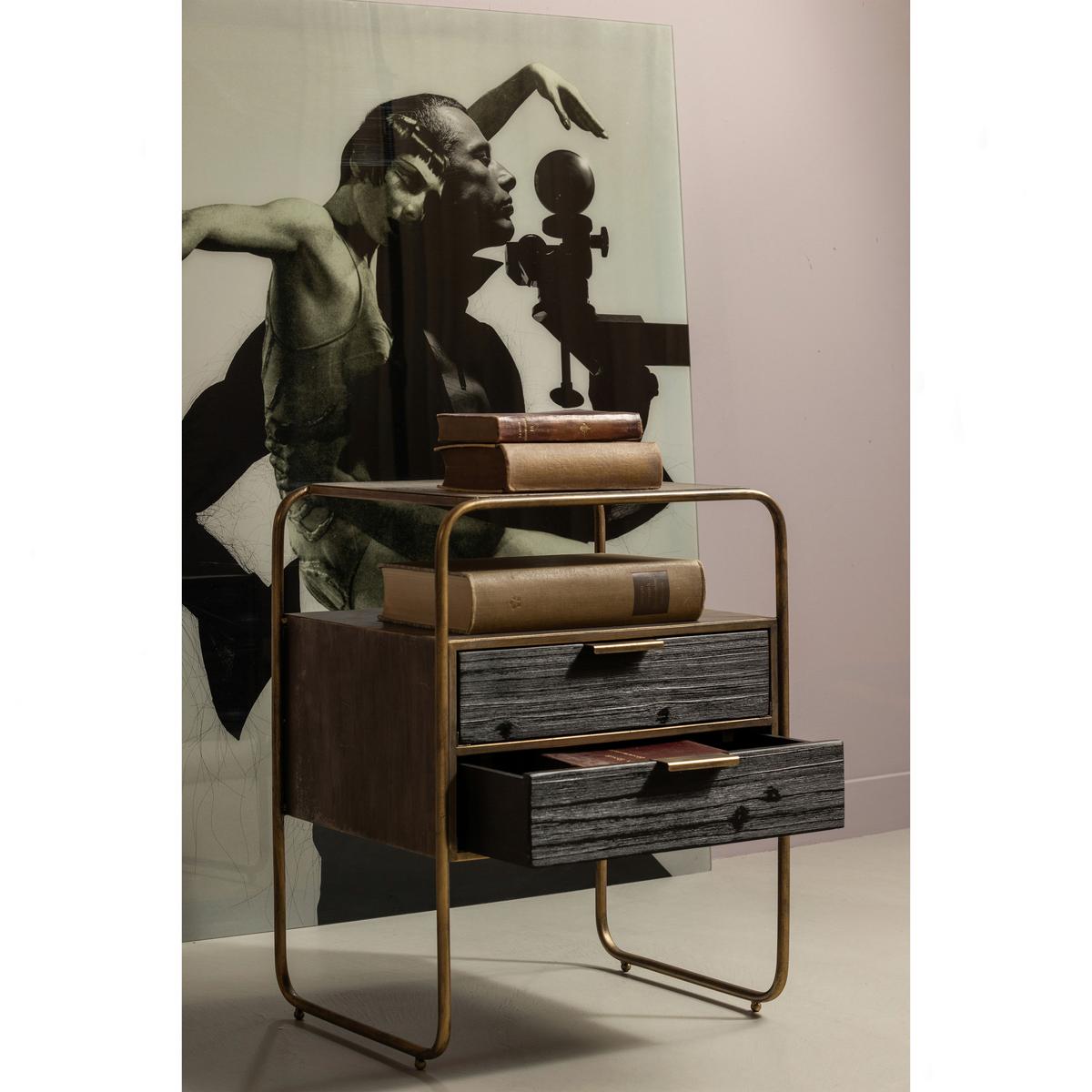 Nachttisch Polite, Messingfarben B: 45 Cm - Messingfarben/Schwarz, Design, Holz/Metall (45/38/62cm) - Livetastic