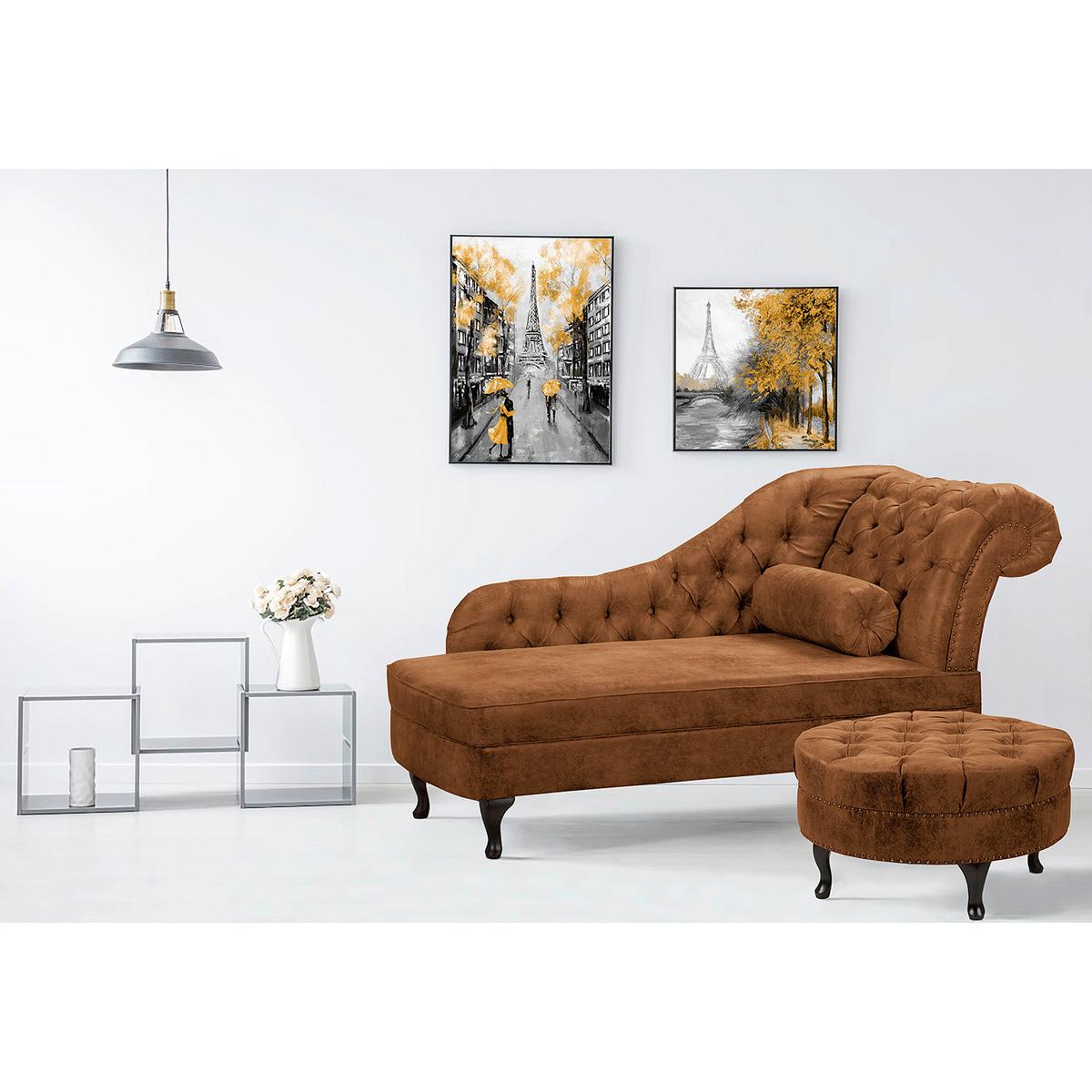 Récamiere Pako Cognac B: 185cm - Cognac/Braun, Design, Textil (185/93/75cm) - Livetastic