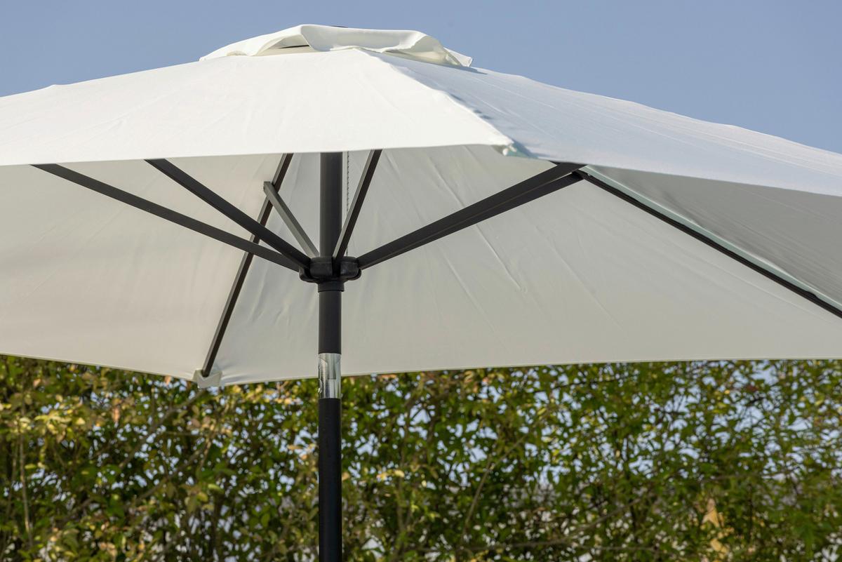 Sonnenschirm Leeds DM: 300cm H: 243cm Weiß - Ecru/Grau, KONVENTIONELL, Textil/Metall (300/300cm) - Gardenson