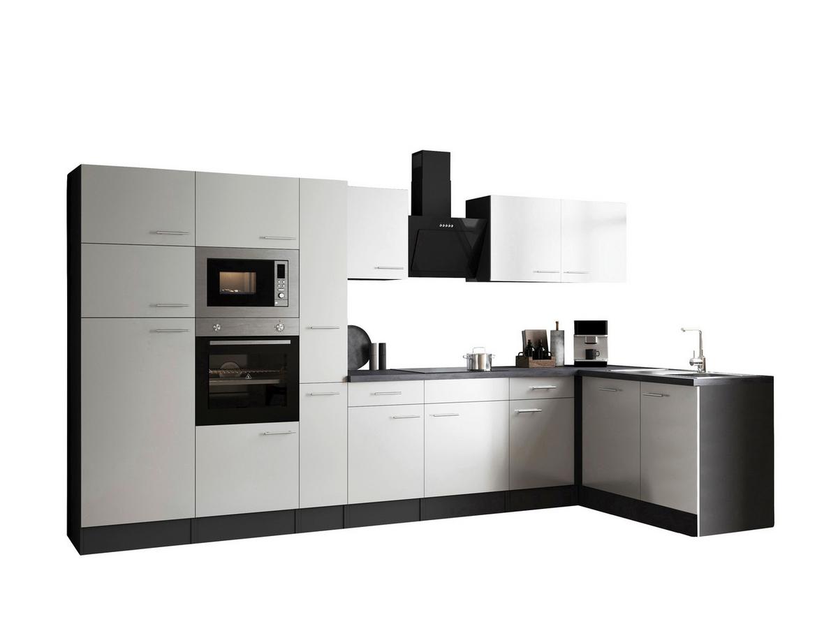 Eckküche Oliver Grau, Weiß S: 370x172 Cm - Weiß/Grau, Design, Holzwerkstoff (370/172cm) - Respekta