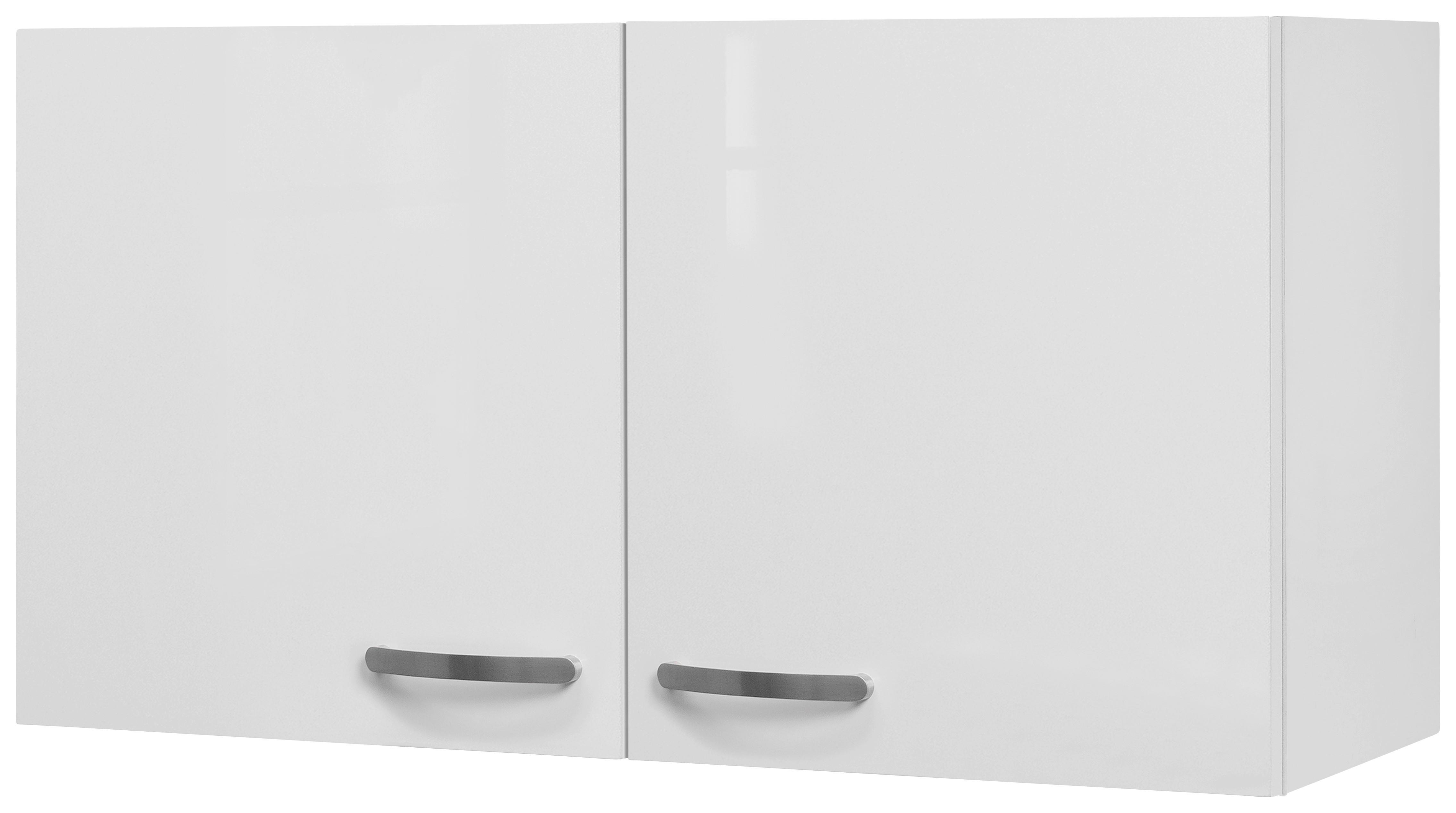 Küchenoberschrank Alba B: 100 cm Weiß 2 Drehtüren - Weiß Hochglanz/Weiß, MODERN, Holzwerkstoff (100/54,8/32cm)