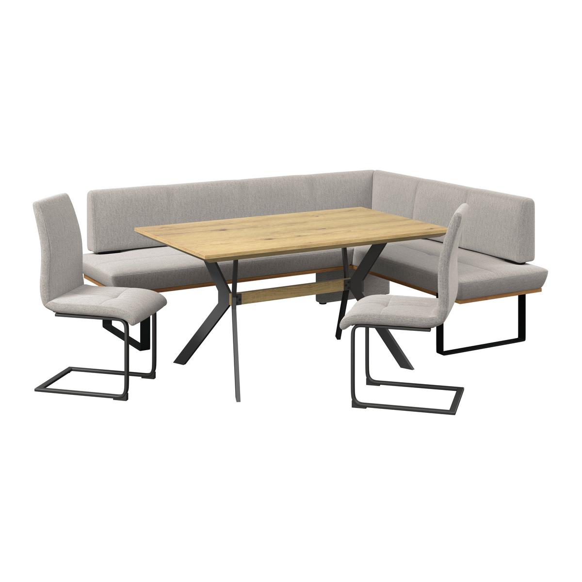 Eckbank Tristan Webstoff hellgrau,S:245x195cm - Hellgrau/Schwarz, MODERN, Holz/Textil (245/195cm) - James Wood