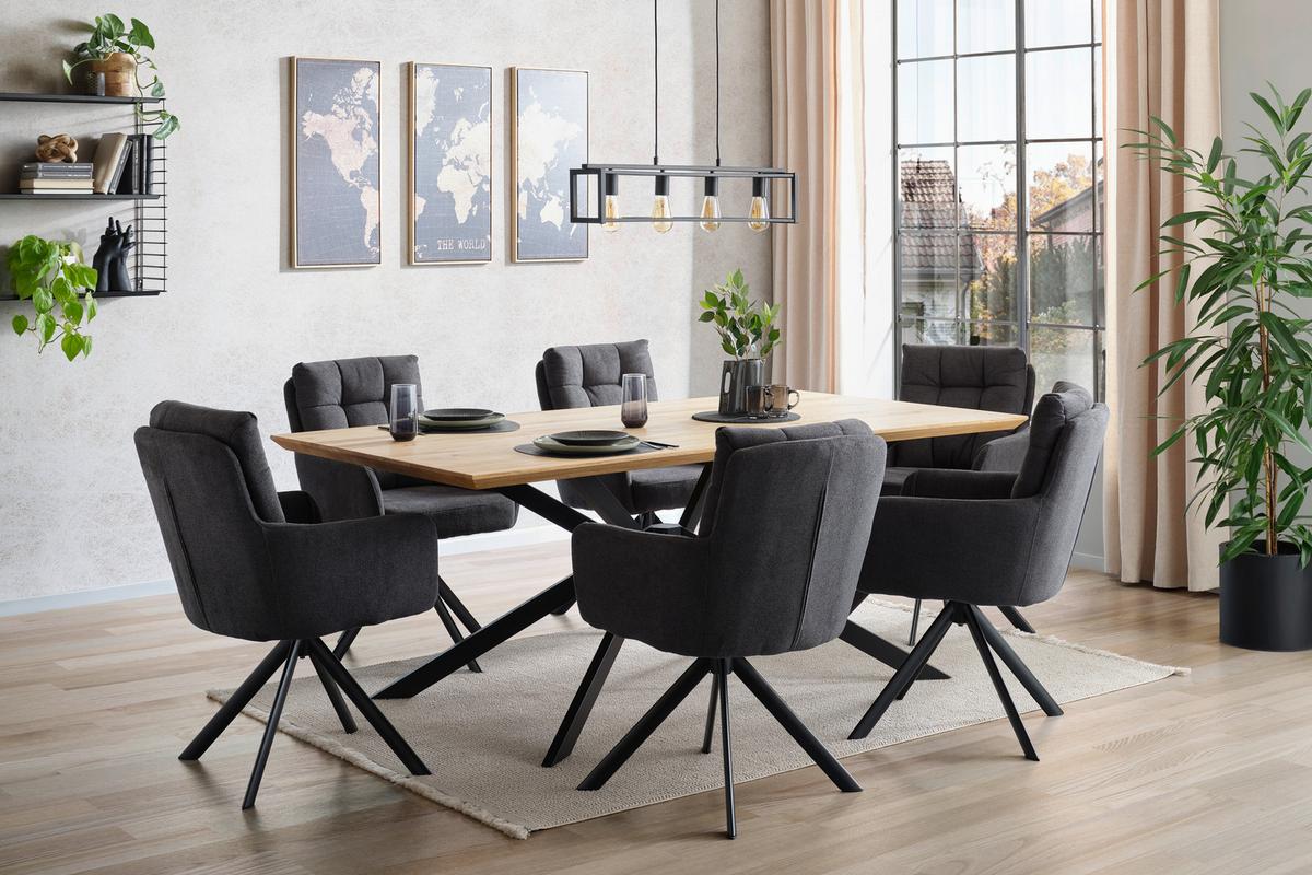 Esstisch Woodstyle Giga-S T 1002720/Tss - Wildeiche/Schwarz, MODERN, Holz/Metall (200/77/100cm)