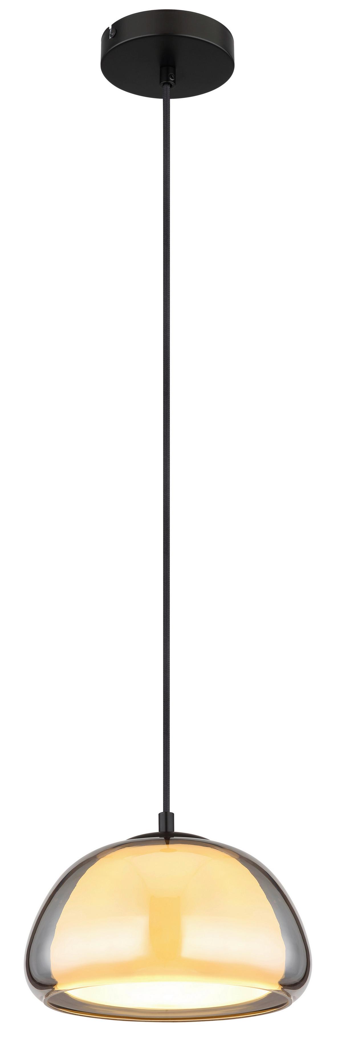 Hängeleuchte Jella Grau Schwarz Weiß D: 25 cm - Schwarz/Weiß, KONVENTIONELL, Glas/Textil (25/120cm) - Globo