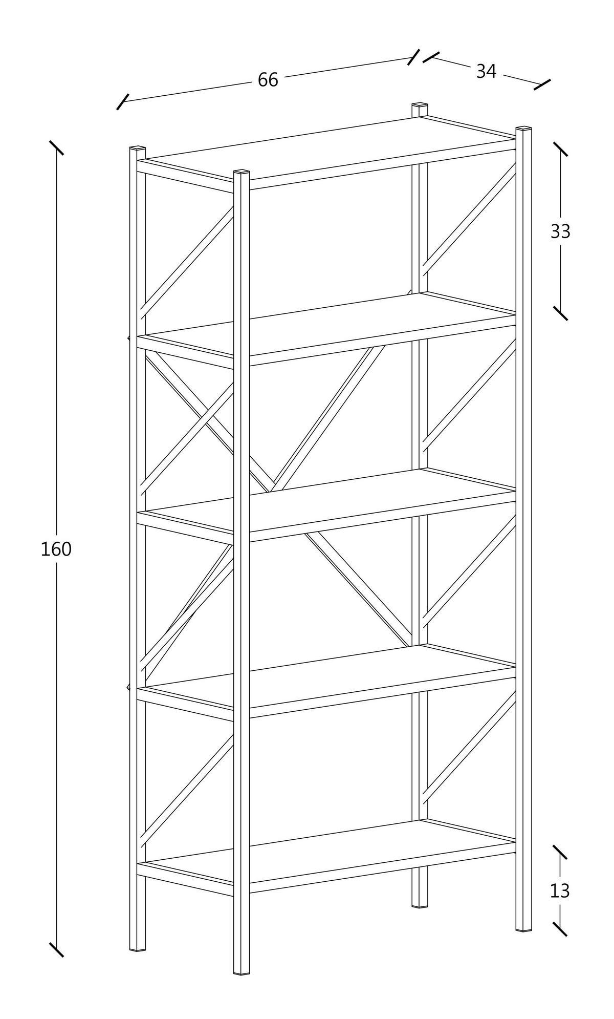 Industriálny regál Insasi, biela - biela, Modern, kompozitné drevo (66/160/34cm) - MID.YOU