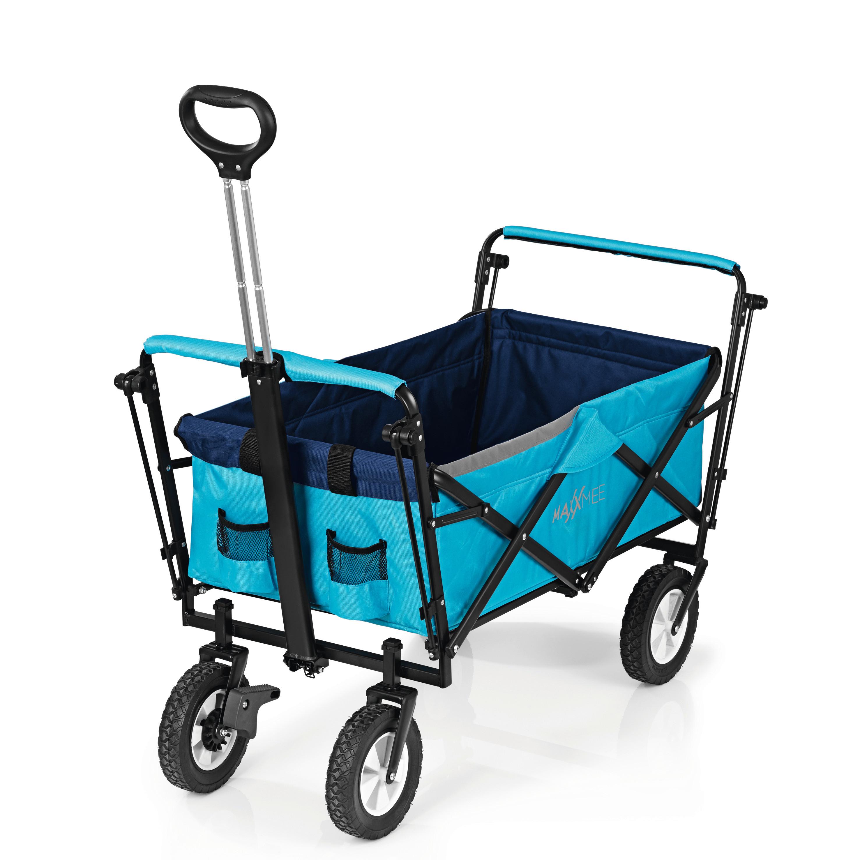 Bollerwagen Maxxmee Blau Max. 80 Kg Mit Sonnendach, Faltbar - Blau, Basics, Kunststoff/Textil (108/52/100cm)