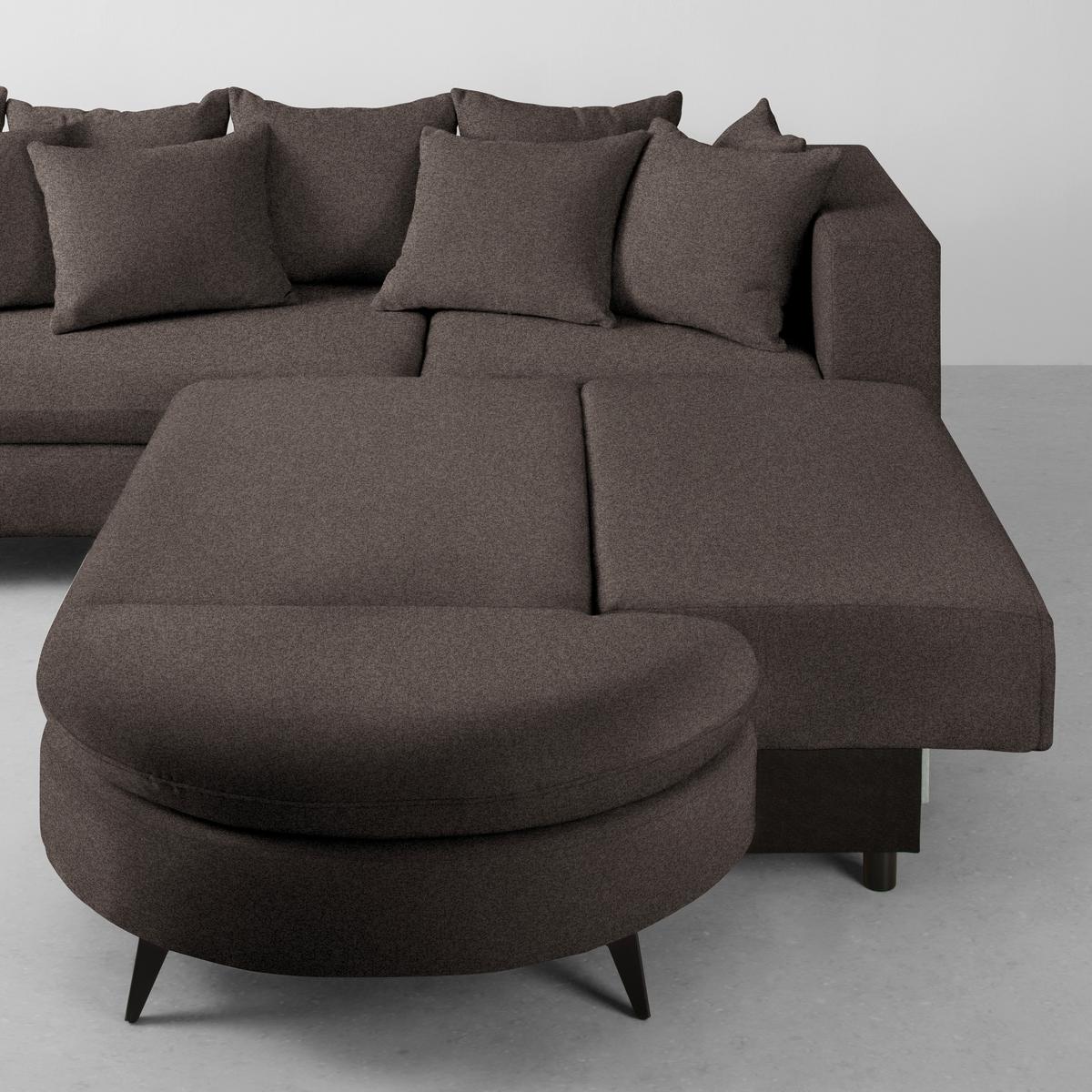 Rohová sedačka AXEL, pravá, mokka žinylka - černá/mokka, Moderní, kov/textil (291/250cm) - Mömax