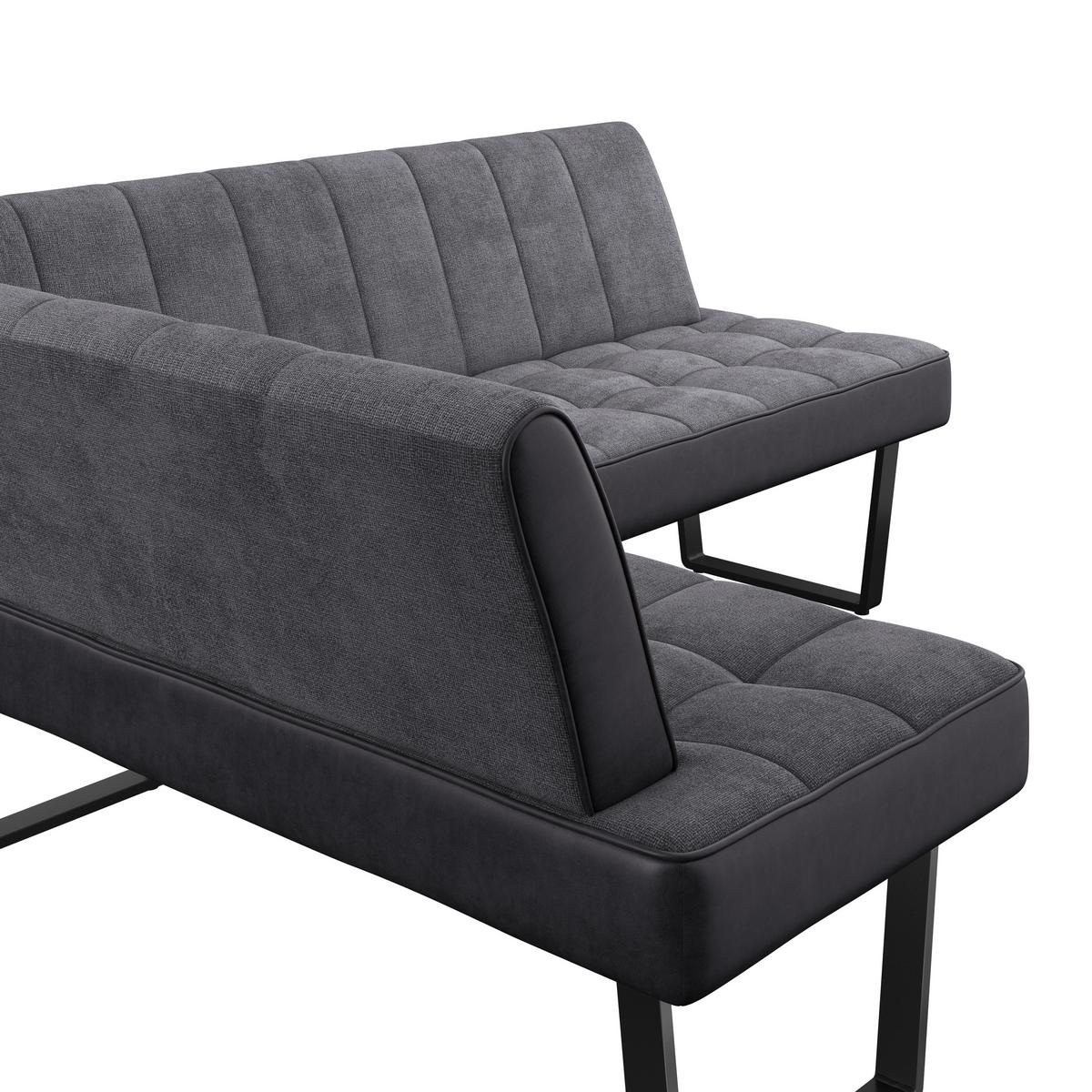 Eckbank Pag - Schwarz/Grau, KONVENTIONELL, Textil/Metall (160/200cm) - MID.YOU