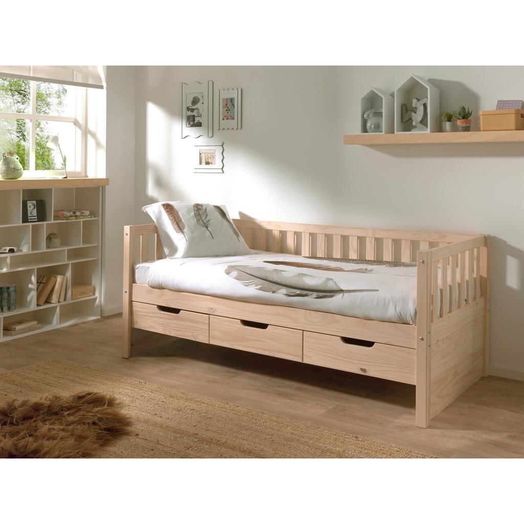 Stauraumbett Fritz Kieferfarben 90x200cm