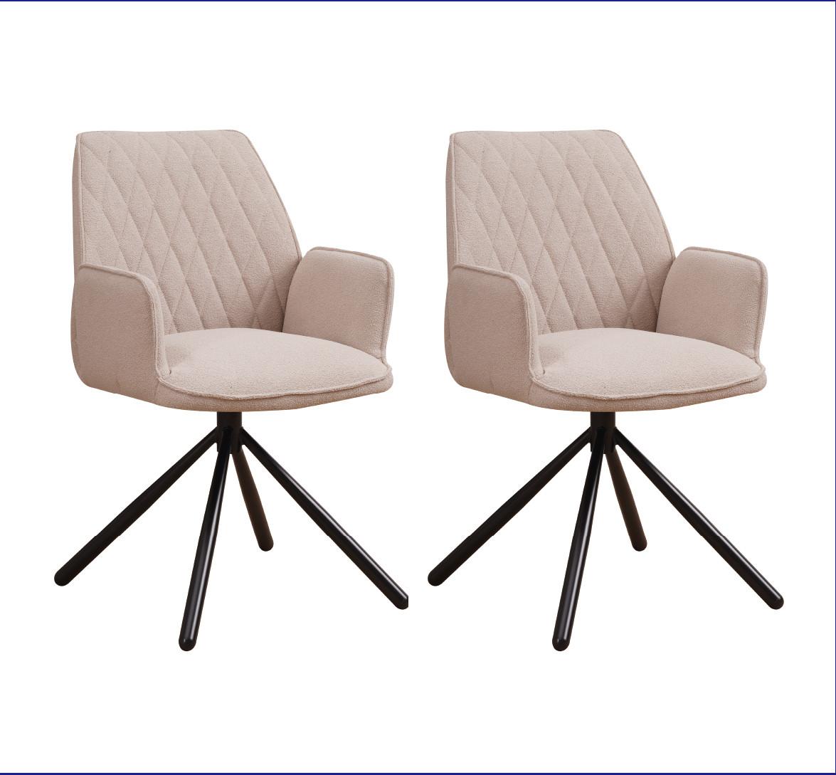 Armlehnstuhl-Set Beige, drehbar, B: 56 cm - Cognac/Beige, MODERN, Textil/Metall (56/97/53cm) - MID.YOU