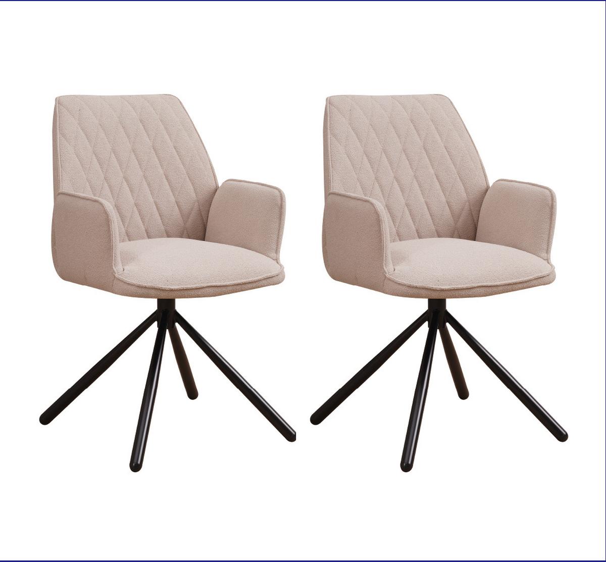 Armlehnstuhl-set Beige, Drehbar, B: 56 Cm - Cognac/Beige, MODERN, Textil/Metall (56/97/53cm) - MID.YOU