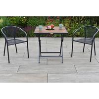 Balkonmöbel Set Delos 3 -Teilig. aus Holz, Metall - Graphitfarben, KONVENTIONELL, Holz/Metall - Gardenson