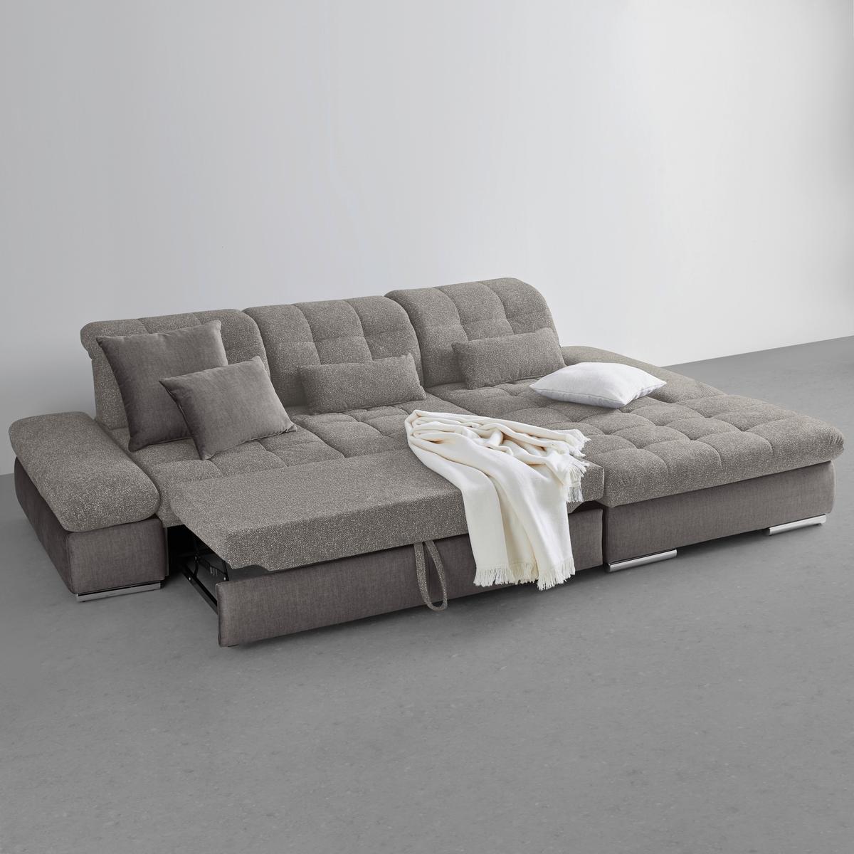 Rohová sedačka SANFINO, pravá, strieborná - chrómová/strieborná, Konventionell, kov/drevo (305/79-96/199cm) - Premium Living