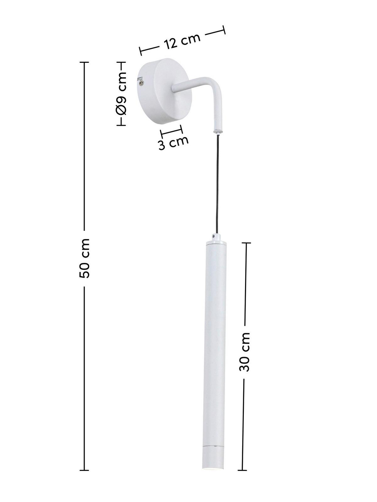 NÁSTENNÉ LED SVIETIDLO TOLLI - biela, Konventionell, kov/plast (12/9/50cm) - Mömax