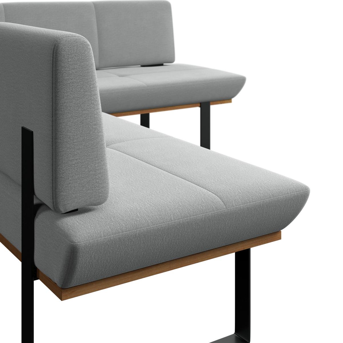 Eckbank Tristan Webstoff hellgrau, S:245x175cm - Hellgrau/Schwarz, MODERN, Holz/Textil (245/175cm) - James Wood