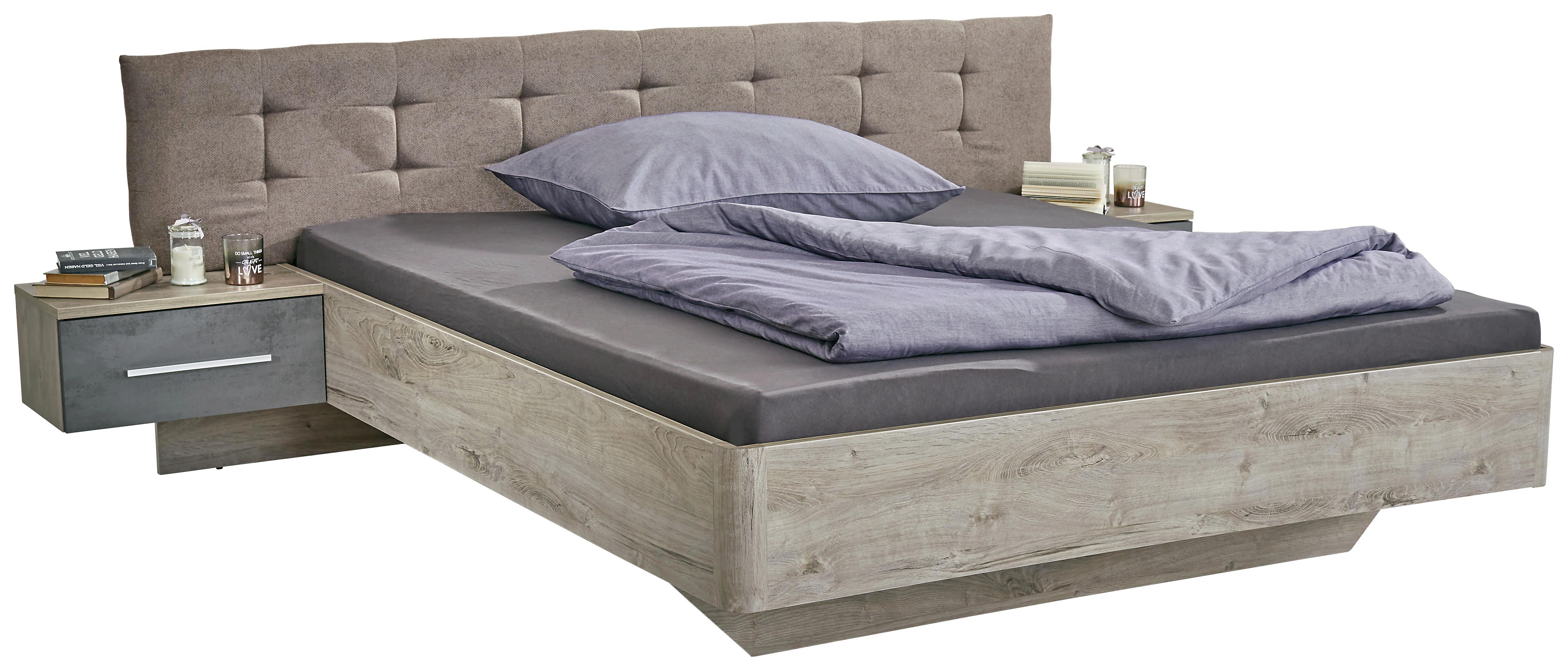 Ágyszett Malta - Taupe/Tölgyfa, modern, Faalapú anyag/Textil (210/299,4/94,5cm)