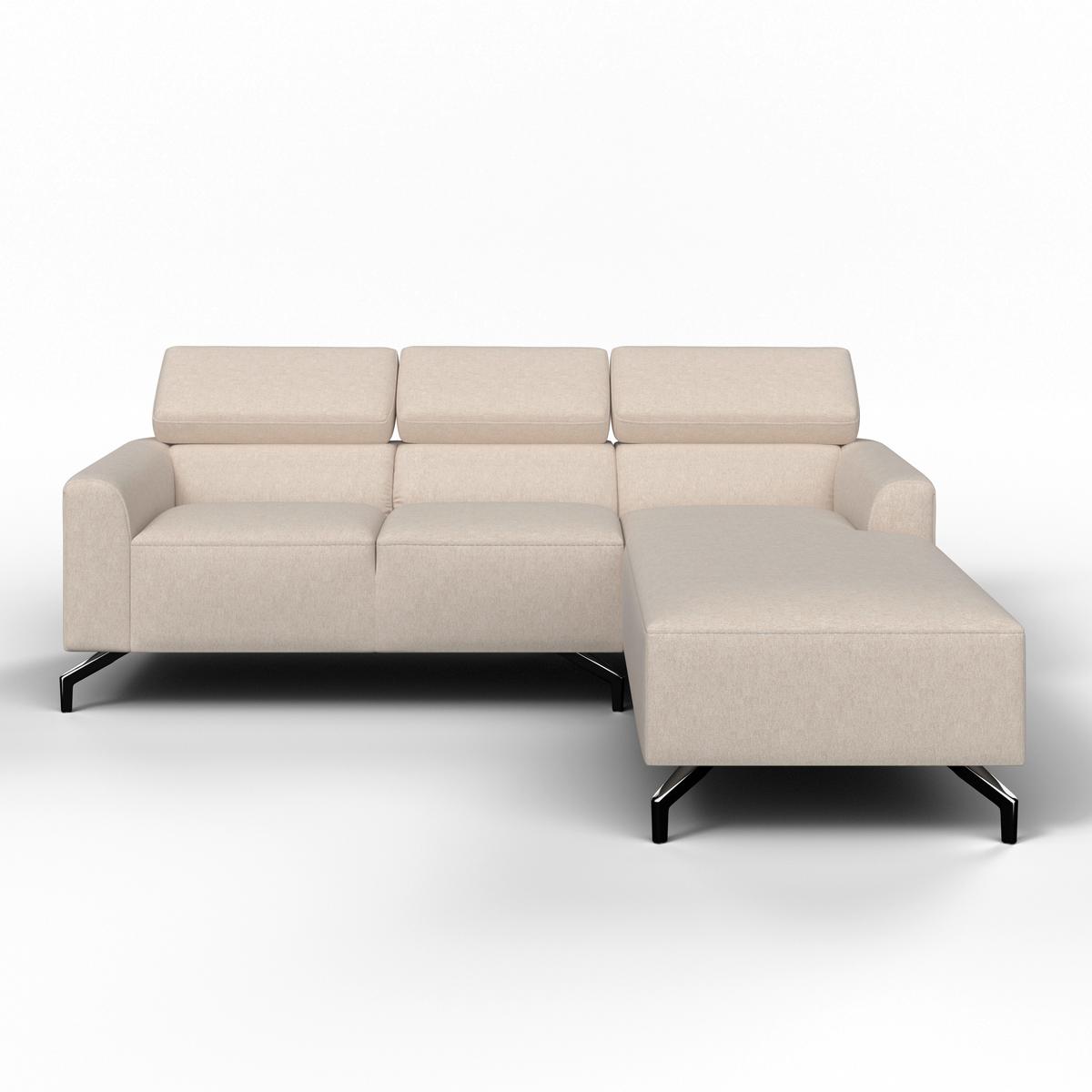 Sedacia súprava FIBU, béžová - strieborná/béžová, Modern, kov/drevo (211/72-82/146cm) - Bessagi Home